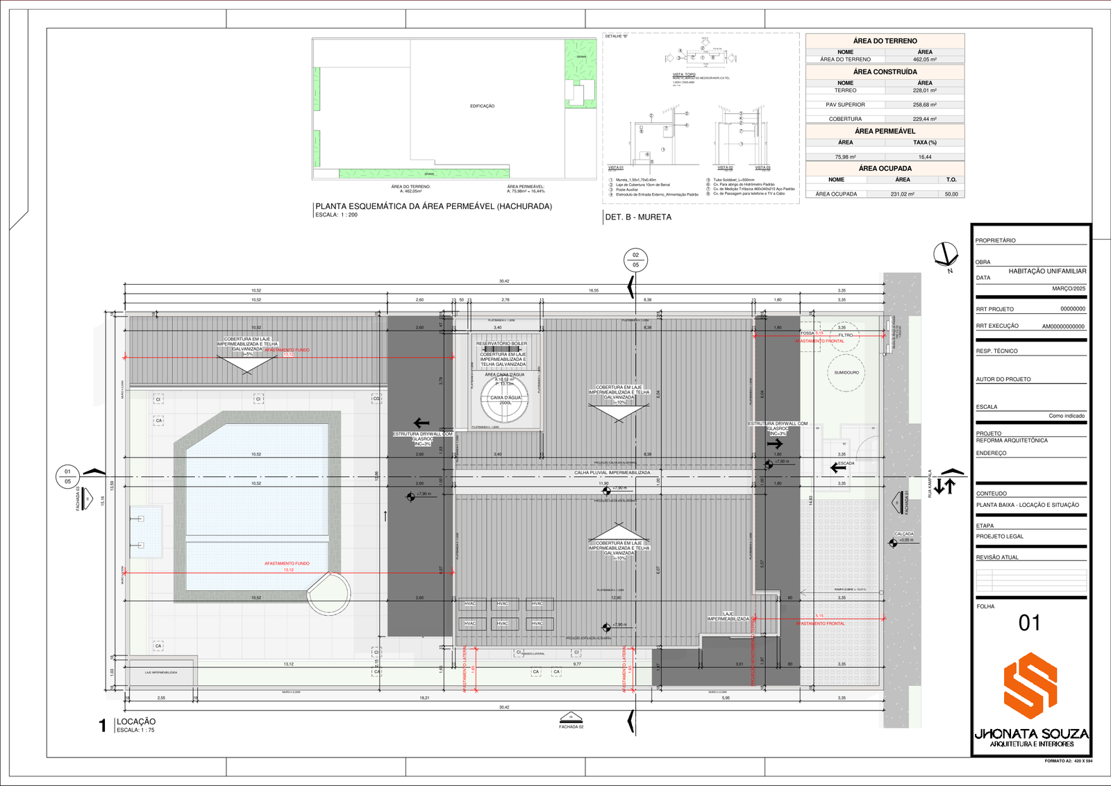 Quadro de áreas e locação — Studio 20_16
