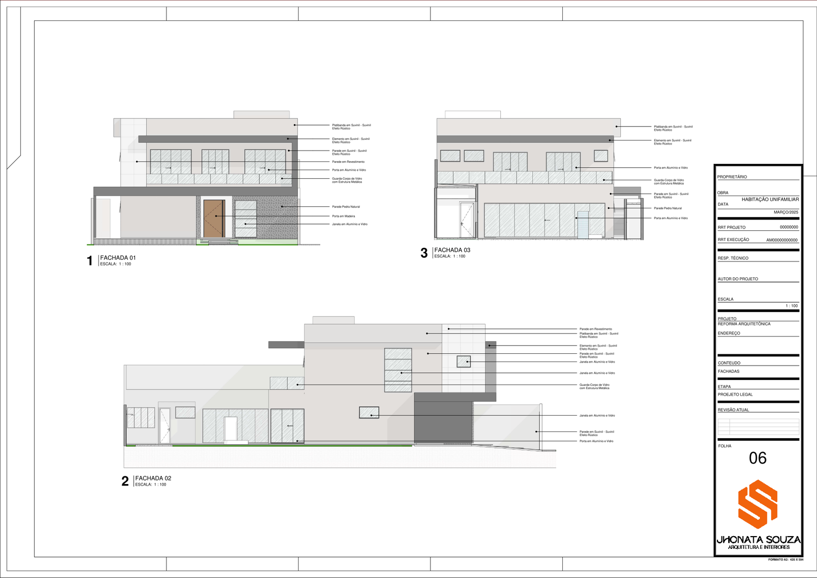Prancha técnica de fachadas — Studio 20_16